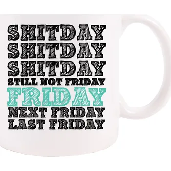 Keramický HRNEK s potiskem Vtipný PÁTEK HRNEK DO PRÁCE Dárek