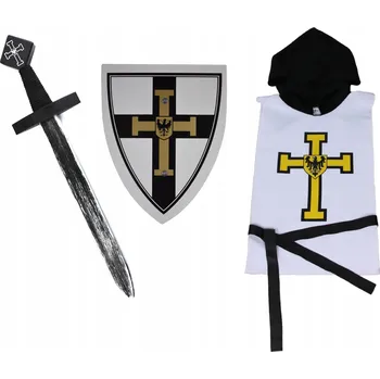 Karnevalový kostým KŘIŽÁCKÁ SADA MEČ, ŠTÍT, TUNIKA – VELIKOST 3-7 LET – KOSTÝM PRO DĚTI
