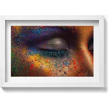 Obraz Dekorace obraz s grafikou v krásném bílém rámu Barevné oko ženy 30x20 cm