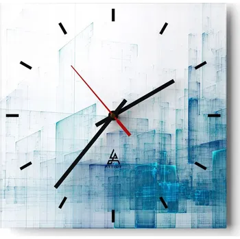 Hodiny Velké nástěnné hodiny na zeď 40x40 3D Skleněné hodiny Čtvercové Tiché