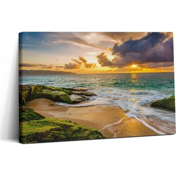 Obraz Fotoobraz na plátně do kanceláře Ekologický okraj Pláž Západ slunce 30x20 cm