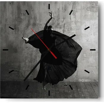 Hodiny Velké nástěnné hodiny 40x40 Baletka Skleněné hodiny Tiché