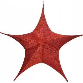 Vánoční ozdoba Hvězda dekorativní červená třpytivá VELKÁ ozdoba 135 cm