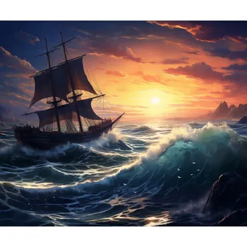 Plakát Plakát Rozbouřené vlny oceánské plavby bez rámu 60 x 50 cm