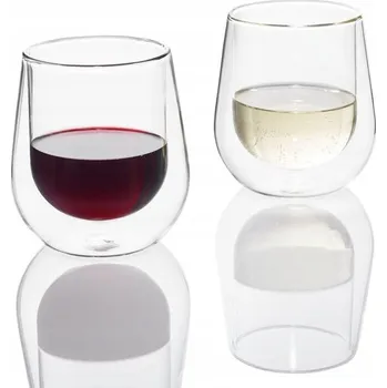Sklenice Sada 2 termosklenic na víno, dvoustěnné sklo, 290 ml