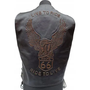 Moto bunda Nová motocyklová vesta Route66 s logem Orla a druky, velikost L