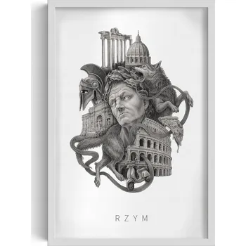 Obraz Moderní nástěnná dekorace Monochromatický Řím Koloseum Pizza 40x60 cm