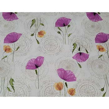 ubrus Obrus na stůl, ubrus odolný proti skvrnám, růžové máky, 1226-3