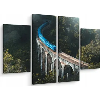 Obraz Obraz Čtyřdílný POCIĄG Most Les Příroda 3D 80x60