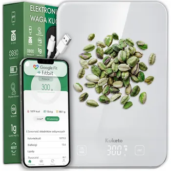 Kuchyňská váha Kuchyňská váha Kuketo Smart Bluetooth Kitchen Scale bílá 15 kg