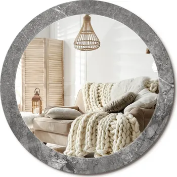 Zrcadlo Moderní dekorativní kulaté zrcadlo s potiskem Rustikální mramor průměr 80 cm