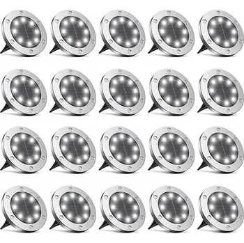 Venkovní osvětlení Solární lampa zemní 12 LED stříbrná 20 ks voděodolná