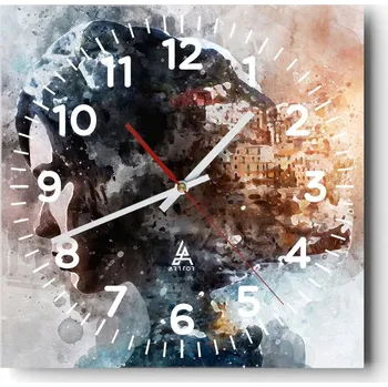 Hodiny Kuchyňské nástěnné hodiny 30x30 Abstrakce Skleněné hodiny do obýváku Moderní Tiché