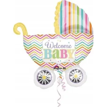 Balónek AMSCAN Fóliový balónek Kočárek s proužky - 71 x 79 cm - 1 ks univerzální