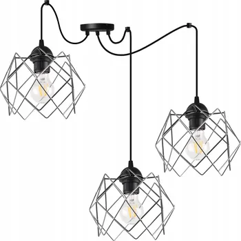 ZÁVĚSNÉ STROPNÍ SVÍTIDLO LUSTR ČERNÝ TROJITÝ PAVOUK LOFT CHROM DO OBÝVÁKU