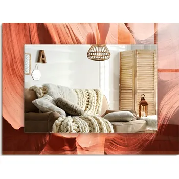 Zrcadlo Obdélníkové dekorativní zrcadlo s motivem kaňonu, pouštní skály, vertikální nebo horizontální, 80x60 cm