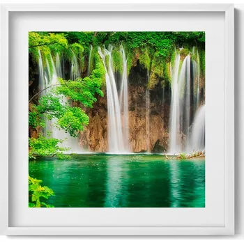 Obraz Elegantní obraz do obýváku Příroda - vodopád, jezero a rostliny 50x50 cm