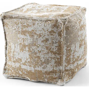 Taburet Bavlněná Taburet Podnožka čtverec 50x50 BOHO krémová #D658