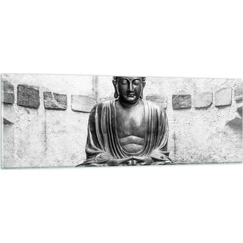 Obraz Obraz na skle do obýváku ložnice 90x30 Buddha foto obrazy na zeď sklo