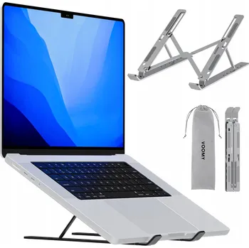 Stojan pod notebook VOOMY, stříbrný, hliníkový, nastavitelný