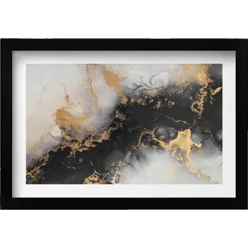 Obraz Obraz v černém rámu na zeď Černobílá Abstrakce 30x20 cm