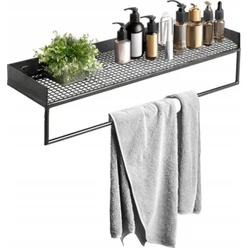 Věšák KOVOVÝ NÁSTĚNNÝ VĚŠÁK NA RUČNÍKY POLICE ZÁVĚSNÁ LOFT 60CM INDUSTRIAL