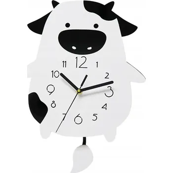 Hodiny DEKORATIVNÍ HODINY KRÁVA NA ZEĎ ZÁVĚSNÉ HOUPAČKA DĚTSKÉ