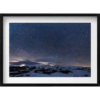 Obraz Obraz s rámem a grafikou na zeď Hvězdy v noci na obloze v horách 70x50 cm