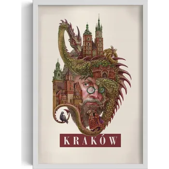 Obraz Obraz na zeď rám Vintage retro styl Krakov Kostel Panny Marie Drak 40x60 cm