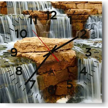 Hodiny Kuchyňské nástěnné hodiny 30x30 Vodopád Skleněné hodiny do obýváku Moderní Tiché