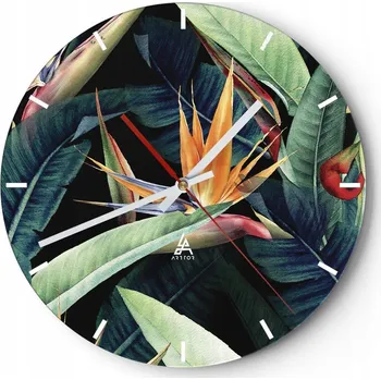 Hodiny Nástěnné hodiny do kuchyně 30x30 Botanika Skleněné hodiny do obýváku Loft Tiché