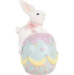 Dekorace králík s mašlí na modrém vajíčku - 9*9*17 cm