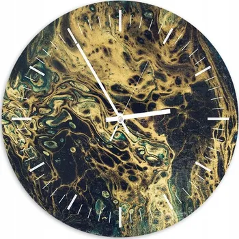 Hodiny Nástěnné hodiny KULATÝ Foto-obraz 40cm Zlatý mramor