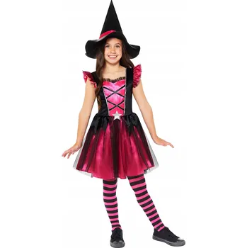 Karnevalový kostým Dětský kostým Čarodějnice Růžová Šaty na Halloween, 3-4 roky, 98-104 cm