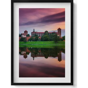 Obraz Obraz grafika v černém rámu Zámek Královský Wawel Východ Slunce 50x70 cm