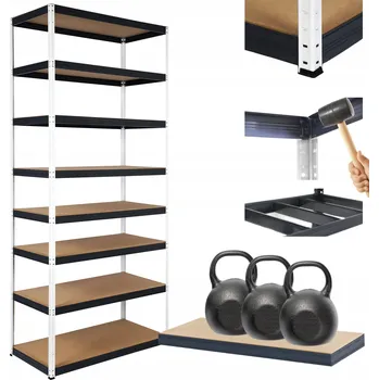 Dílenský regál Kovový regál skladový stojan HELIOS 270x75x45cm 8 polic x 350kg ZÁTĚŽOVÝ