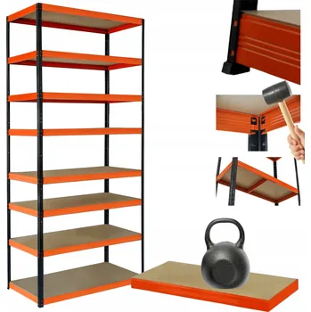 Dílenský regál Kovový regál do skladu HELIOS 270x90x30cm, 8 polic, nosnost 175kg/police - VYSOKÝ