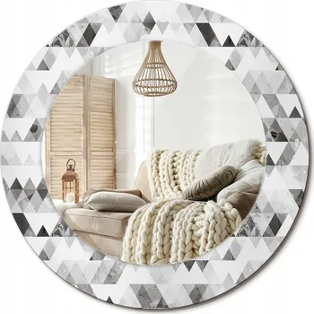 Zrcadlo Kulaté dekorativní zrcadlo s potiskem do obýváku, pokoje - Trojúhelníky, průměr 50 cm