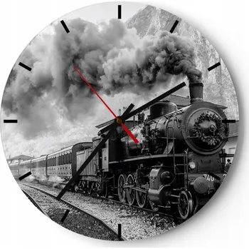 Hodiny Nástěnné hodiny do kuchyně 30x30 Koleje Skleněné hodiny do obýváku Loft Tiché