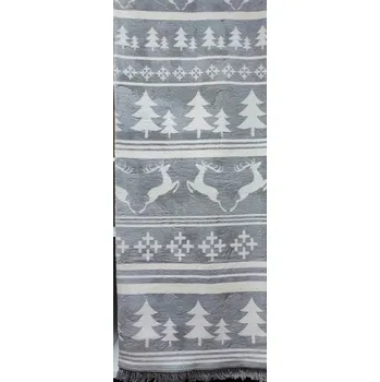 deka BAVLNĚNÁ DEKA 150x200 ŠEDÁ VZOR SOBŮ VÁNOČNÍ