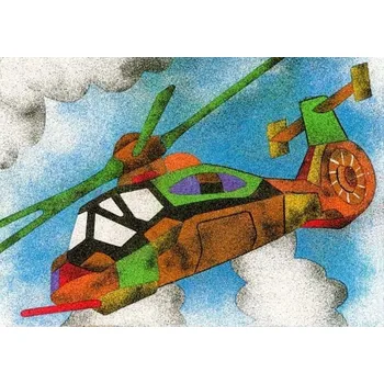 Obraz PIASKOWE OBRAZKI pískové obrázky - omalovánky s pískem Helikoptéra, letadlo