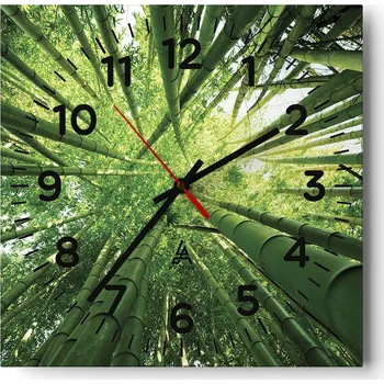 Hodiny Nástěnné hodiny do obýváku 40x40 Bambusy Tiché Skleněné hodiny Bezhlučné