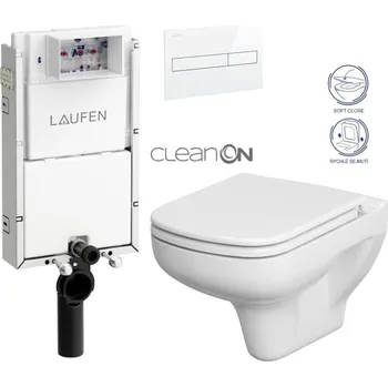WC sada LAUFEN Podomít. systém LIS TW1 SET s bílým tlačítkem + WC CERSANIT CLEANON COLOUR + SEDÁTKO H8946630000001BI CN1