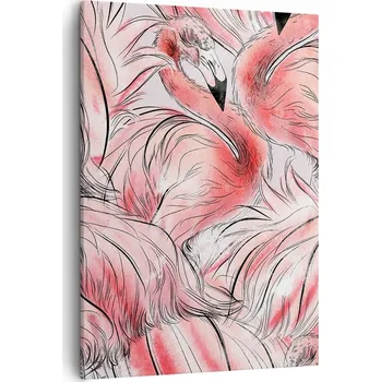 Obraz Obraz na plátně do obývacího pokoje ložnice 50x70 plameňák obrazy na zeď canvas