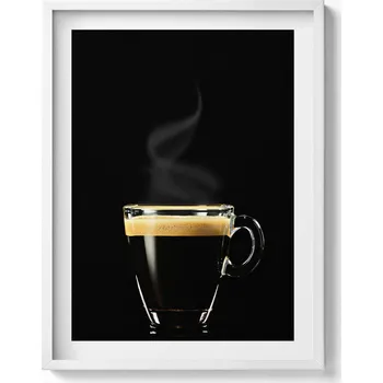 Obraz Dekorativní nástěnný obraz do obývacího pokoje kuchyně Sklenice černé kávy 60x80 cm