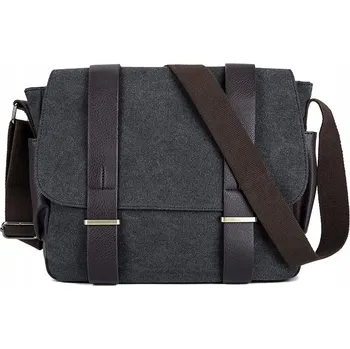 Pánská taška přes rameno do práce/školy, černá, plátěná