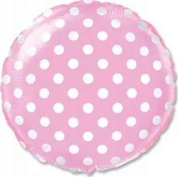 Balónek Foliový balónek kulatý růžový s puntíky 46 cm 1 Ks