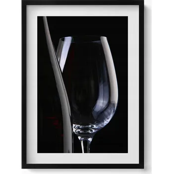 Obraz Dekorativní nástěnný obraz v rámu s grafikou loft Sklenice a láhev 50x70 cm