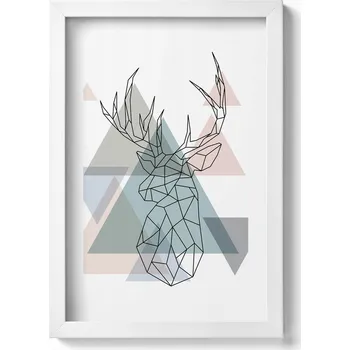 Obraz Nástěnný dekorativní foto obraz v bílém rámu Geometrický sob 20x30 cm