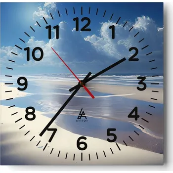 Hodiny Kuchyňské nástěnné hodiny 30x30 Pláž | Skleněné hodiny do obýváku | Moderní tiché